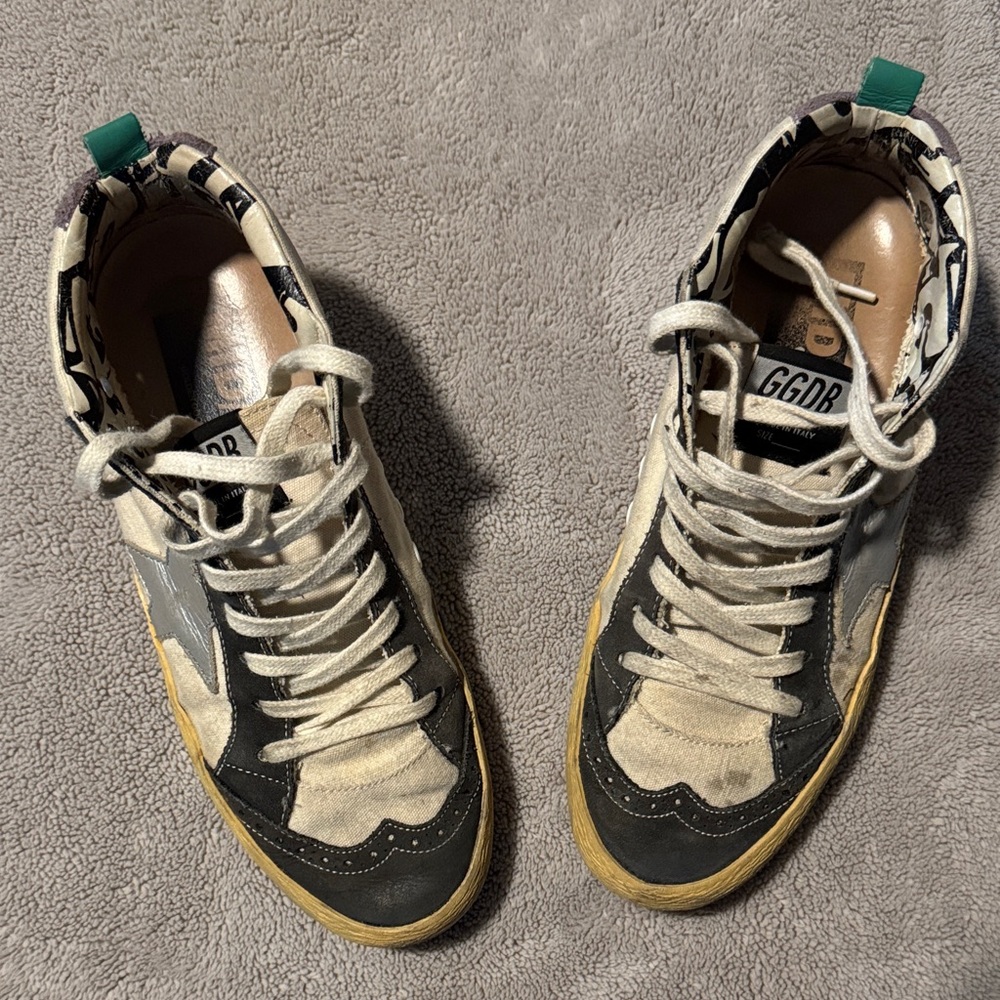 Golden Goose Gray and Cream Sneakers